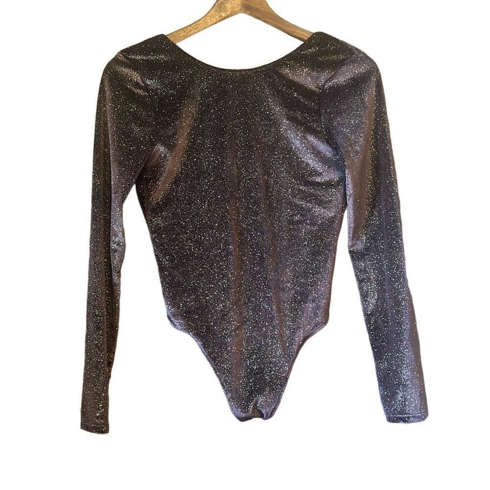 Sparkly Bodysuit, Long Sleeve Leotard, Shimmery Party Top, Glam Night Out